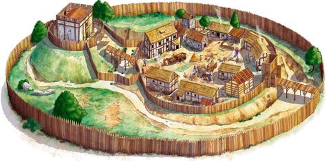 Saxon village Roman Britain, Chateau Medieval, Medieval Houses, Medieval Life, Rpg Map, Dungeon Maps, D D Maps, Medieval Period, Fantasy City