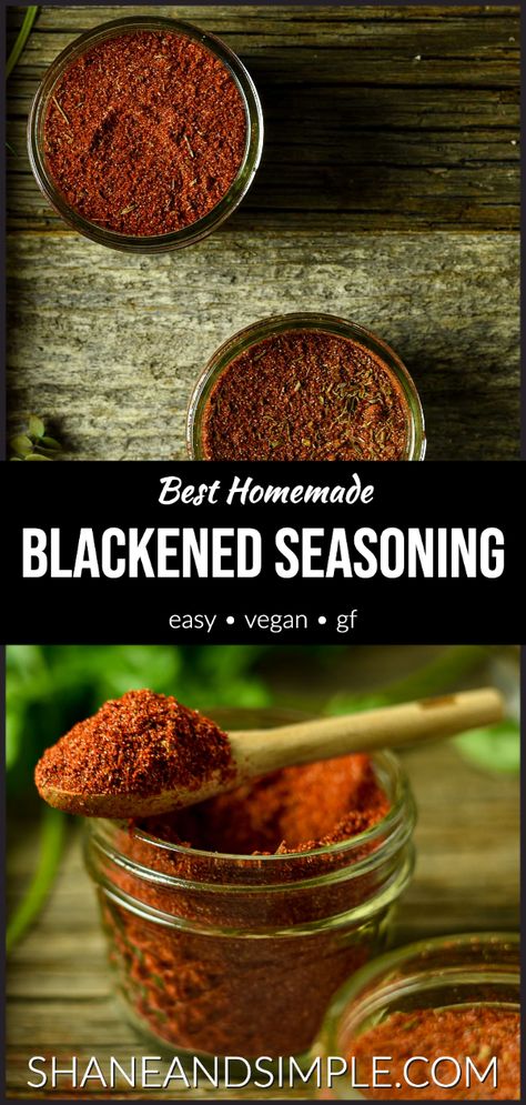 The BEST Blackened Seasoning Recipe! Use this blackening spice for adding depth and flavor to tofu, veggies, and more. It's easy to make using simple pantry staple spices. Blackening Seasoning Recipe Fish, Blackening Spice Recipe, Blackened Seasoning Recipe, Homemade Blackened Seasoning, Emergency Meals, Blackening Spice, Vegan Staples, Homemade Seasoning, Blackstone Recipes