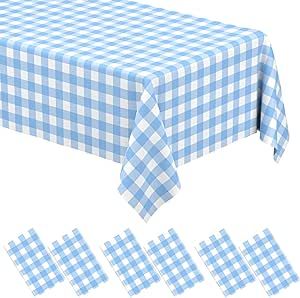 6 Pack Light Blue Gingham Tablecloth Rectangular Pale Blue and White Checkered Tablecloths Disposable Plastic Plaid Table Cover for Parties, Outdoor Picnic, Birthday, Wedding, Camping 54 × 108 Inch Blue Gingham Tablecloth, Wedding Camping, Gingham Party, Blue Picnic, Light Blue Gingham, Gingham Tablecloth, Black Tablecloth, Checkered Tablecloth, Picnic Birthday