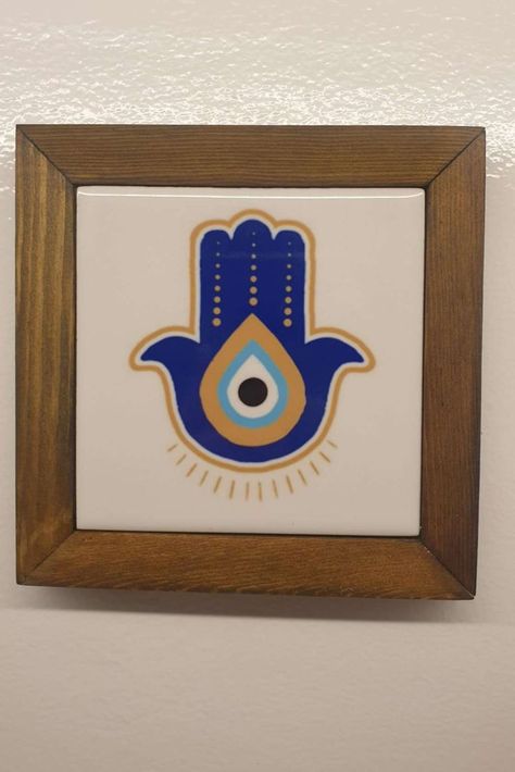 Evil Eye Home Decor, Handmade Wooden Frame, Wall Hangings, Marble Tile,Evil Eye Wall Frame,New Home Gift,Home Protection,Birthday Gift,Hamsa Evil Eye Decor Wall Hangings, Evil Eye Wall Hanging, Latest Photo Frames, Evil Eye Art, Eye Decor, Evil Eye Design, Magic Symbols, Home Protection, Eye Painting