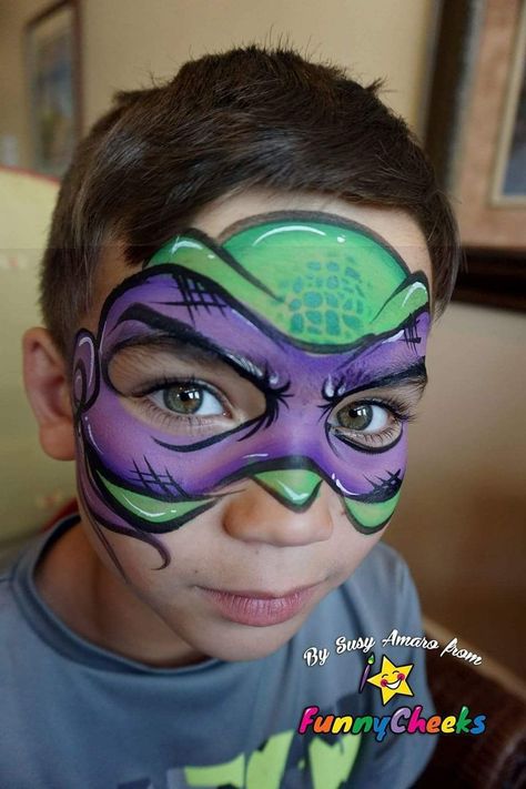 Ninja Turtle Face Paint, Face Paint Easy, Face Paint Party, Superhero Face Painting, Festival Face Paint, Face Painting For Boys, Paint Easy, Festival Face, Face Painting Easy