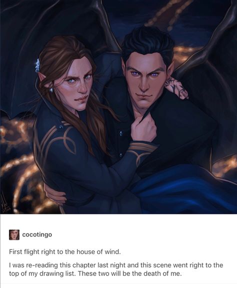 Feyre & Rhysand by cocotingo The House Of Wind, Drawing Training, Drawing List, House Of Wind, Charlie Bowater, Sarah Maas, Sara J Maas, Feyre And Rhysand, A Court Of Wings And Ruin