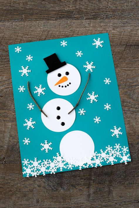 How to Make Easy Paper Snowman Art Christmas Projects Diy Creative Crafts, Card For Christmas Handmade, Diy Christmas Cards Snowman, Christmas Craft Cards For Kids, Christmas Postcard Diy Kids, Diy Christmas Postcard, Diy Christmas Cards Handmade Kids, Christmas Cards Crafts For Kids, Christmas Cards Ideas For Kids