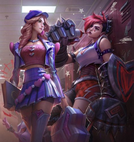 Vi And Caitlyn, Vi League Of Legends, Marvel Headcanon, Living Dead Dolls, Jinx League Of Legends, Me And Bae, League Of Legends Characters, Without Borders, Lol League Of Legends