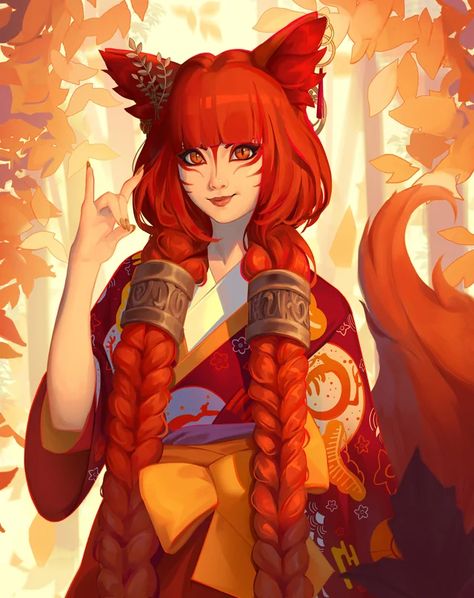 Kitsune Pathfinder, Pathfinder Character, New Fantasy, Cat Girl, Sci Fi Art, Dnd Characters, Mythical Creatures, Naruto Uzumaki, Creative Inspiration