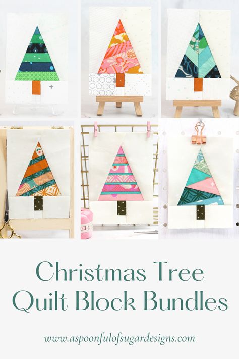 If you enjoy making on-of-a-kind Christmas decorations, you will love our new patterns. I have created two amazing Christmas tree foundation paper piecing quilt block bundles that are perfect for your festive projects. Each bundle contains three different designs of Christmas trees, and each design comes in 5 sizes, ranging from 2 inches wide by to 6 inches wide. That’s a total of 15 patterns in each bundle! Tree Block Quilt Pattern, Christmas Gift Quilt Block, Christmas Tree Quilt Patterns Free Printable, Christmas Tree Block Free Pattern, Christmas Tree Blocks, Christmas Paper Piecing Patterns Free, Free Christmas Quilt Blocks, Christmas Fpp Patterns Free, Free Foundation Paper Piecing Patterns