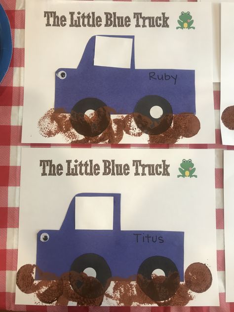 Little Blue Truck Valentine Craft, T Is For Truck Preschool Craft, Transportation Books For Toddlers, Little Blue Truck Activities Toddlers, Trash Truck Preschool Activities, Little Blue Truck Activities Preschool, Little Blue Truck Crafts For Toddlers, Little Blue Truck Craft, Truck Crafts For Toddlers