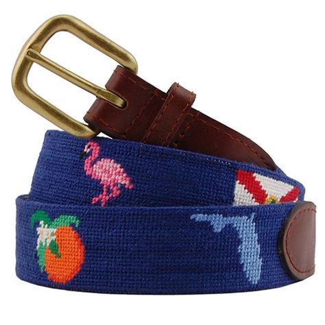 Florida Life Needlepoint Belt | Needlepoint Belts | Men's Belts | Luxury Men's Gifts | Gift Ideas | ScullyandScully.com Blue Marlin Fish, Needlepoint Belt, Needlepoint Belts, Luxury Gifts For Men, Florida Life, Chestnut Color, Men's Belts, Enamel Bangle, Wooden Gift Boxes