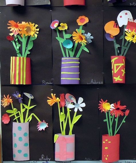 Papierblumen in 3D Spring Art Ideas, Art 2nd Grade, Classe D'art, Spring Art Projects, 2nd Grade Art, 3rd Grade Art, Elementary Art Projects, Kindergarten Art, Art Lessons Elementary