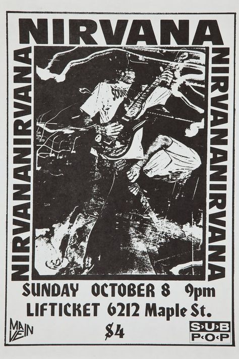 Nirvana Concert Poster, Pulp Fiction Poster, Desenio Posters, Nirvana Poster, Grafika Vintage, Sejarah Kuno, Collage Des Photos, Collage Mural, Rock Band Posters