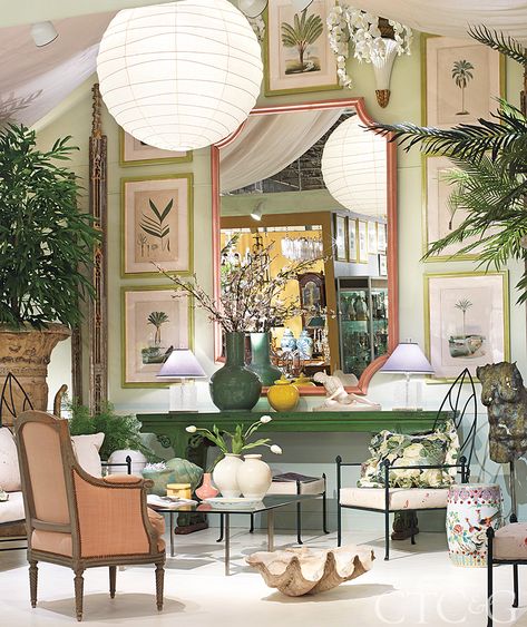 Oliver Messel, Hall Kitchen, Prime Colors, Living Room Decor Inspiration, Beautiful Rooms, Tropical Houses, World Of Color, Garden Room, Cottage Garden