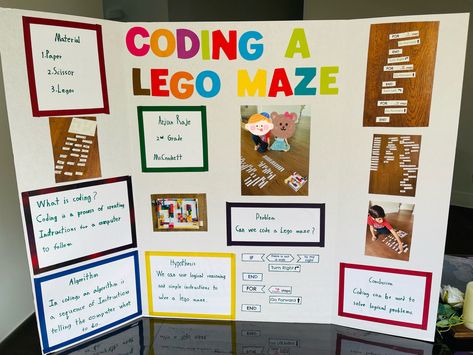 STEM project display board coding a Lego maze Stem Display, Lego Maze, Lego Stem, Project Display Boards, Stem Projects (early Elementary School), School Elementary, Stem Crafts, Display Boards, Stem Challenges