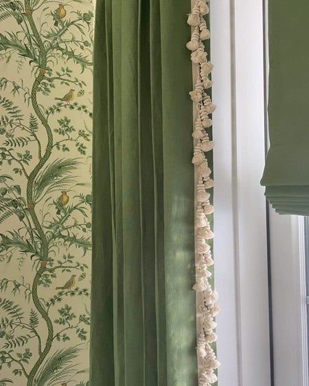 Green Space Design, Drapery Trim, Curtain Trim, Samuel And Sons, Drapery Designs, Curtain Fringe, Trim Design, Tassel Curtains, Interior Windows