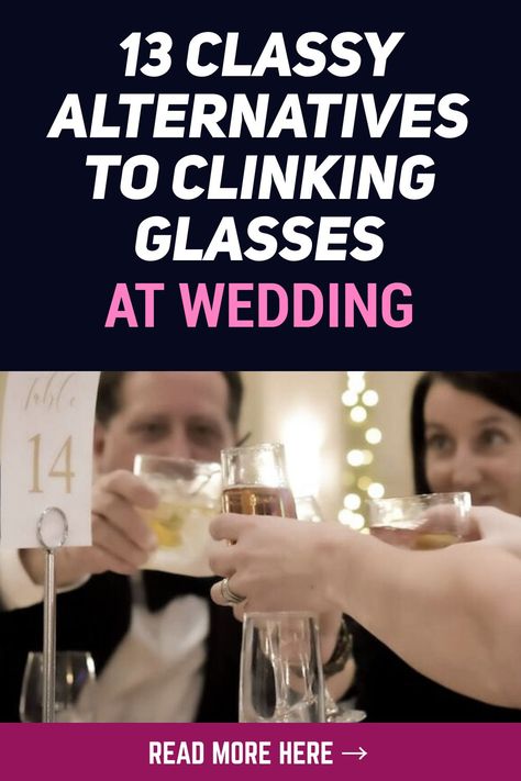 Ideas Instead Of Clinking Glasses, Wedding Reception Kissing Ideas, Reception Kissing Ideas, Clinking Glasses Alternative, Glass Clinking Alternatives Wedding, Wedding Kissing Games, Lilac Gray Wedding, Champagne Flute Wedding Favors, Wedding Champagne Toast Photos