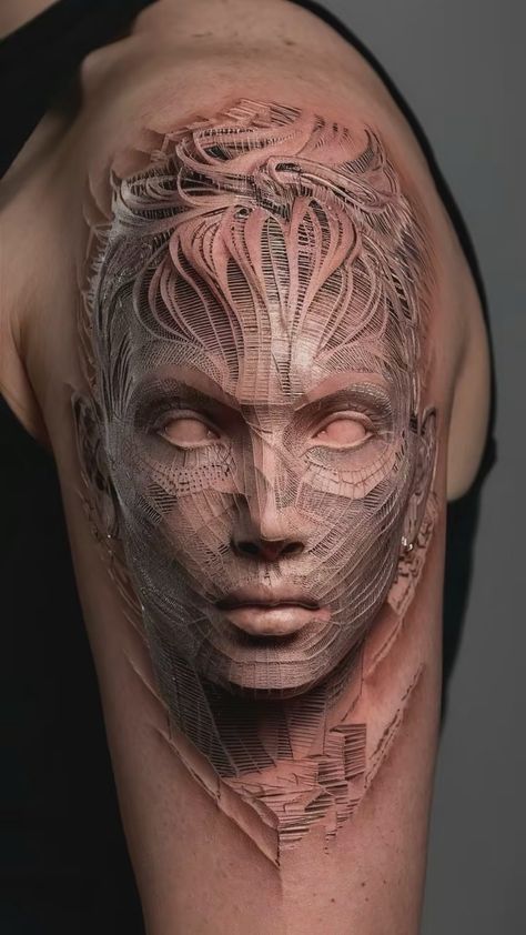 Tattoo 3d Realistic, Amazing 3d Tattoos, Tattoo 3d, Full Leg Tattoos, Scary Tattoos, Realistic Tattoo, 3d Tattoos, Horror Tattoo, Viking Tattoo Design