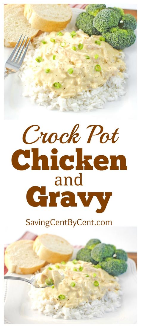 Crock Pot Chicken and Gravy - Saving Cent by Cent Crock Pot Chicken And Gravy, Slow Cooker Chicken And Gravy, Crockpot Chicken And Gravy, Crockpot Chicken And Noodles, Chicken And Gravy, Recipes For Busy Moms, Easy Crockpot Chicken, Thrifty Thursday, Family Favorite Recipes