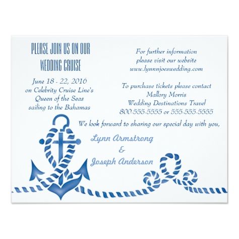 Cruise Wedding Reception Nautical Anchor Cruise Ship Wedding Invitation Cruise Ship Wedding Invitations, Nautical Wedding Reception, Celebrity Millennium, Cruise Ship Wedding, Purple And Gold Wedding, Nautical Wedding Invitations, Sea Ship, Bahamas Wedding, Honeymoon Cruise