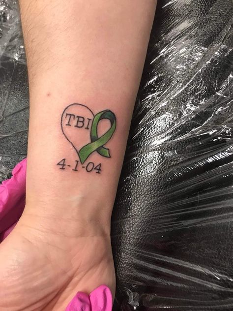 Brain Injuries Tattoo, Traumatic Brain Injuries Tattoo, Tbi Tattoo Ideas, Brain Surgery Tattoo, Traumatic Childhood Tattoo Ideas, Survivor Tattoos, Summer Tattoos, Survivor Tattoo, Ribbon Tattoos