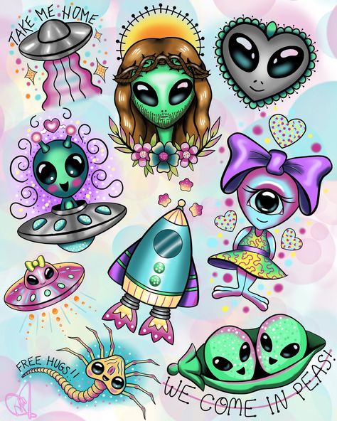 #tattooflash #tattoo Rock Design Ideas, Spaceship Tattoo, Alien Galaxy, Doodles Easy, Pictures For Drawing, Trippy Alien, Trippy Pictures, Flash Designs, Alien Drawings