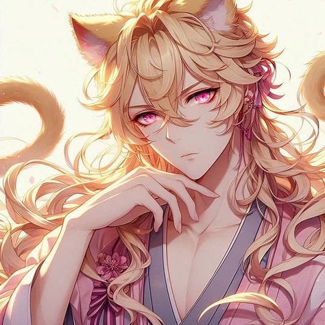 anime style, a beautiful man with pastel pink eyes and wavy yellow-gold hair with lion ears and tail - Image Creator from Microsoft Designer Anime Soulmates, Mario Anime, Lion Ears, Ears And Tail, Beautiful Man, Pink Eyes, Gold Hair, Boy Art, Create Sign