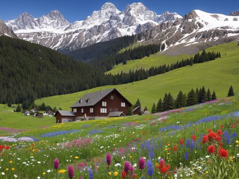 Discover the Majesty of Mountain Landscapes: Alpine Meadow in Bloom Meadow Mountain, Meadow Of Flowers, Meadow Landscape, Mountain Meadow, Mountain Landscapes, Alpine Meadow, Breathtaking Beauty, Mountain Landscape, In Bloom