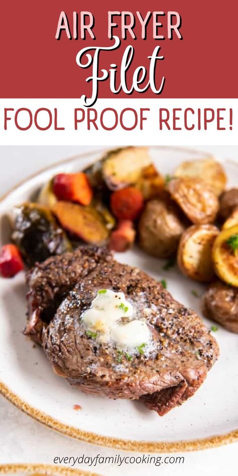 Elevate your steak game with this air fryer filet mignon recipe! You won’t believe how easy it is to achieve the perfect melt-in-your-mouth texture and flavor every time. Filet Mignon Recipes Air Fryer, Filet In Air Fryer, Filet Mignon In Air Fryer, Filet Mignon Air Fryer, Air Fryer Filet Mignon, Air Fryer Filet, Filet Mignon Recipe, Bacon Wrapped Filet, Asian Steak Bites