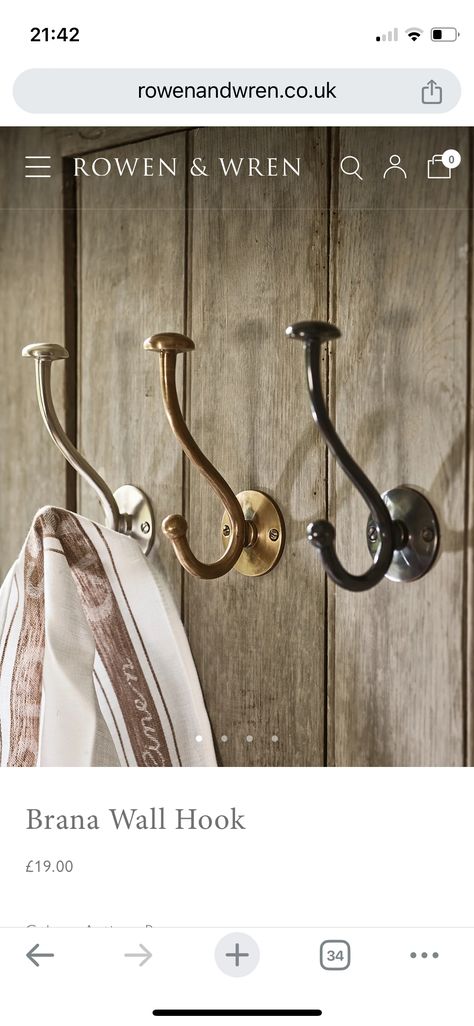 Brass Kitchen Handles, Latches Hardware, Victorian Coat, Brass Wall Hook, Brass Kitchen, Hat Hooks, Design Rules, Boot Room, Door Hooks