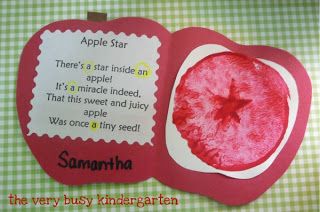 The Very Busy Kindergarten: Apples Week Star Poem, Apple Star, Preschool Classroom Themes, Kindergarten Classroom Themes, Preschool Apple Theme, September Preschool, Apple Kindergarten, Apple Lessons, Apple Preschool