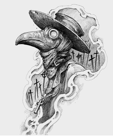 Mask Draw, Plague Doctor Tattoo, Plague Dr, Noir Tattoo, Doctor Tattoo, Doctor Drawing, Plague Doctors, Horror Drawing, Tattoo Background