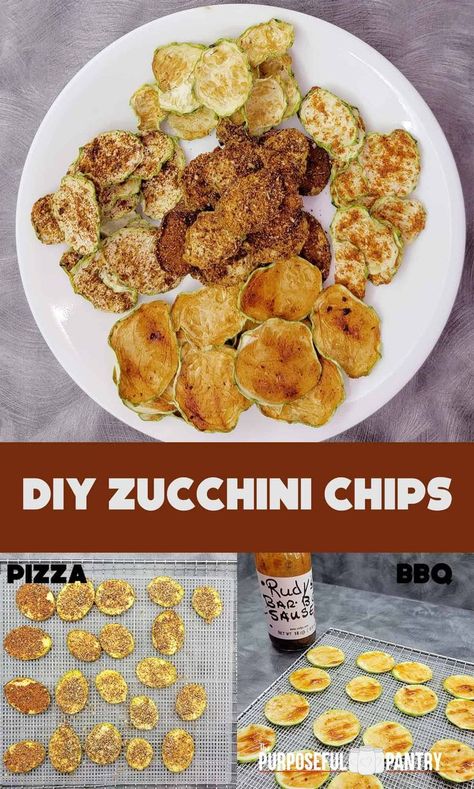 Your kids are going to love these!! Zucchini chips are an awesome way to use your summer harvest - and replace the unhealthy potato chips you may want to get rid of. There are so many seasoning varieties to do - and I bet you can't eat just one! Dehydrate Zucchini Chips, Zucchini Chips Dehydrator, Purposeful Pantry, Dehydrated Zucchini Chips, Dehydrator Recipes Fruit, Chip Seasoning, Zucchini Chips Recipe, Lays Potato Chips, Dehydrated Vegetables