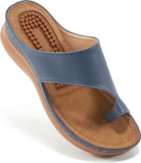 #Sandals with Comfortable Cushion FootBed. #Orthopedic Sandals. Women Flip Flops - Dressy #Summer Walking Wedge #Shoes Black Wedges Sandals, Arch Support Sandals, Supportive Sandals, Orthopedic Sandals, Brown Wedge Sandals, Womens Sandals Summer, Summer Flip Flops, Sandal Platform, Faux Leather Heels