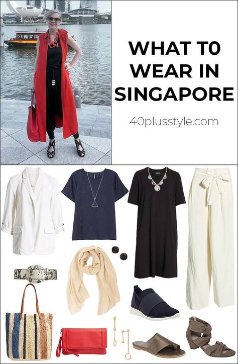 what to wear in Singapore - a guide to packing for your trip to Singapore How To Dress For Singapore, What To Wear In Singapore Street Style, Singapore Cruise Outfits, Singapore Fashion What To Wear, What To Wear Singapore, Singapore Holiday Outfit, Singapore Travel Outfit What To Wear, Clothes To Wear In Singapore, Singapore Street Fashion