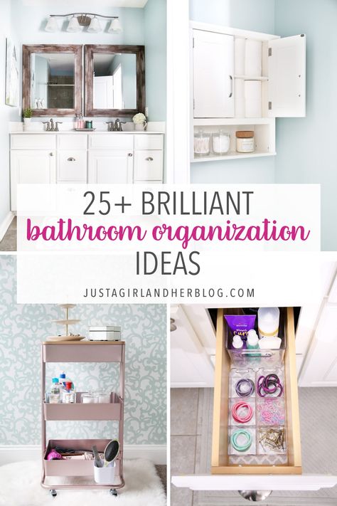 These brilliant bathroom organization ideas will help keep your space neat and tidy so you can get ready for your day more efficiently! | #bathroom #organizedbathroom #bathroomorganization Diy Bathroom Organization Ideas, Diy Bathroom Organization, Ideas For Bathrooms, Home Organisation Tips, Small Linen Closets, Bathroom Organization Ideas, Organize Your Bathroom, Pantry Bin, Vanity Counter