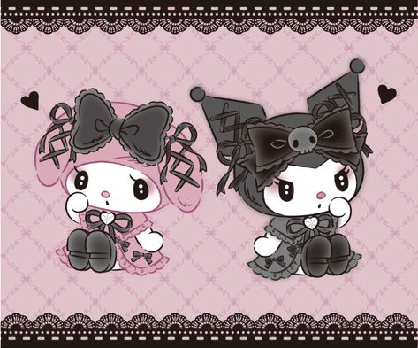 Kuromi Chromebook Wallpaper, Kuromi Jirai Kei Wallpaper, Kumori And My Melody, My Melody Jirai Kei Wallpaper, Gothic My Melody, Kuromi Jirai Kei, Kuromi Official Art, Jiraikei Wallpaper, Jirai Kei My Melody