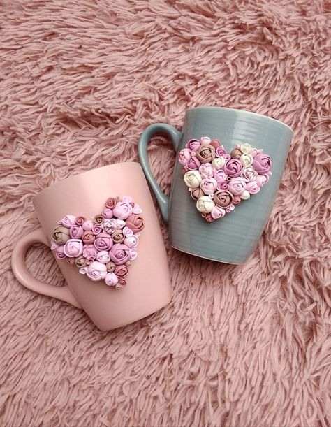 Polimery Clay Ideas Cup, Teacup Decor, Cup Polymer Clay, Polymer Clay People, Polymer Clay Mug, Coffee Mug Crafts, Crea Fimo, Clay Mug, Polymer Clay Gifts