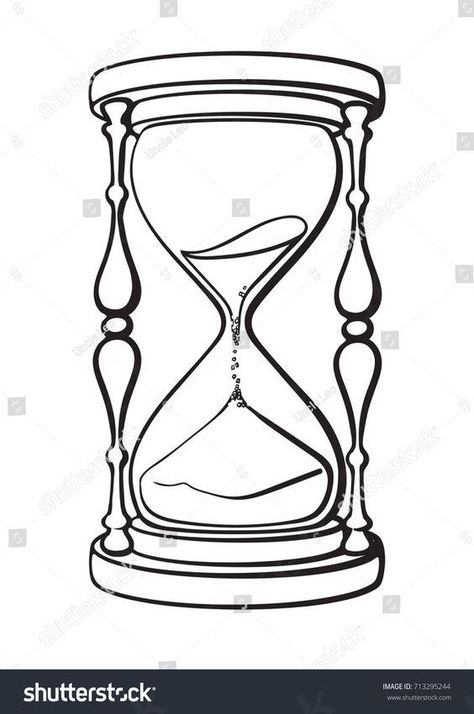 Sand Clock Drawing, Hourglass Sketch, Hourglass Outline, Hourglass Tattoo Design, Hourglass Illustration, Hour Glass Tattoo Design, Hourglass Drawing, Art Pencil Set, Clock Clipart