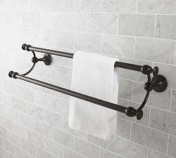 Towel Bars, Towel Stands & Bathroom Towel Bars | Pottery Barn Towel Bar Ideas, Bathroom Towel Bar Ideas, Moroccan Bath, Bath Redo, Fixtures Bathroom, Timeless Bathroom, Spa Bathroom, Double Towel Bar, Bathroom Towel Bar