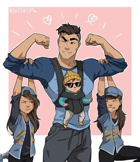 Craig and his beautiful children!!! Dream Daddy ❤️ Love You Dad, Anime Baby, Cute Family, Reference Poses, Father And Son, Art Reference Poses, Funny Comics