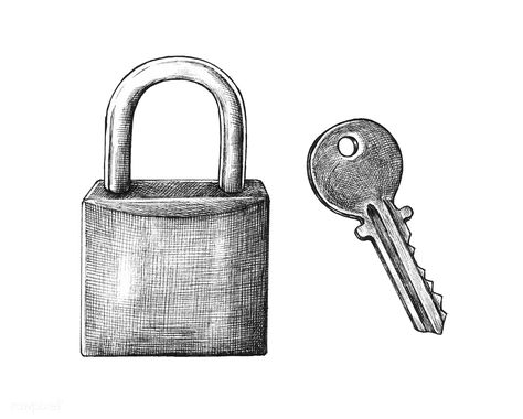 Hand-drawn lock and key illustration | free image by rawpixel.com Lock Drawing, Key Illustration, Key Drawings, Still Life Sketch, Pencil Tree, Art Markers Drawing, Metal Drawing, Watercolor House Painting, Art To Make