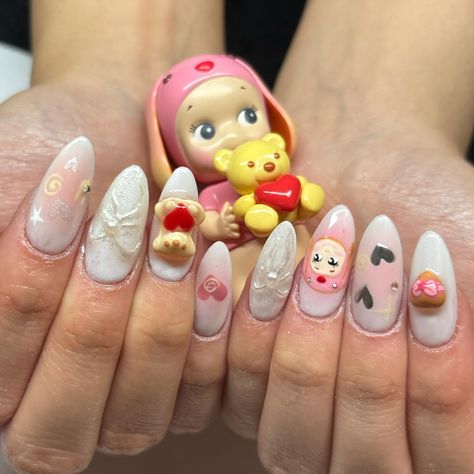 sonny angel nails @sonnyangel.usa gifts of love collection #sonnyangels #nailart #sonnyangelnails #gelx #nailinspo Sonny Angel Nails, Sonny Angel Nail Art, Phone Case Sonny Angel, Sonny Angles Phone Case, Custom Sonny Angel, Sonny Angel Collection, Angel Pfp, Sony Angels, Biab Nails