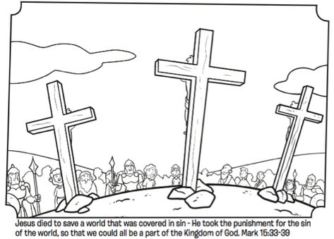 Matthew 26:36-28:10; John 18:1-20:18: Jesus' Crucifixion & Resurrection; Easter Three Crosses Coloring Page Free Easter Coloring Pages, Easter Art Project, Cross Coloring Page, Easter Coloring Sheets, Jesus Coloring Pages, Easter Coloring Book, Preschool Coloring Pages, Easter Coloring, Crucifixion Of Jesus