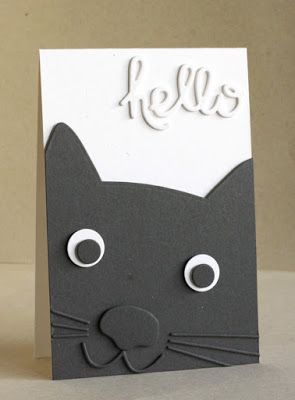 CAS(E) this Sketch #217 Cat Cards Handmade, Punch Art Cards, Cool Birthday Cards, Cat Birthday Card, Hello Cards, Diy Cat, Kids Birthday Cards, Punch Art, Cat Cards