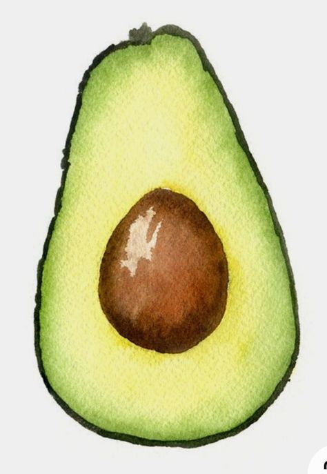 Avocado Drawing Simple, Watercolor Inspo Easy, Avocado Graphic, Avocado Drawing, Avocado Watercolor, Avocado Party, Avocado Painting, Avocado Art, Fruits Drawing