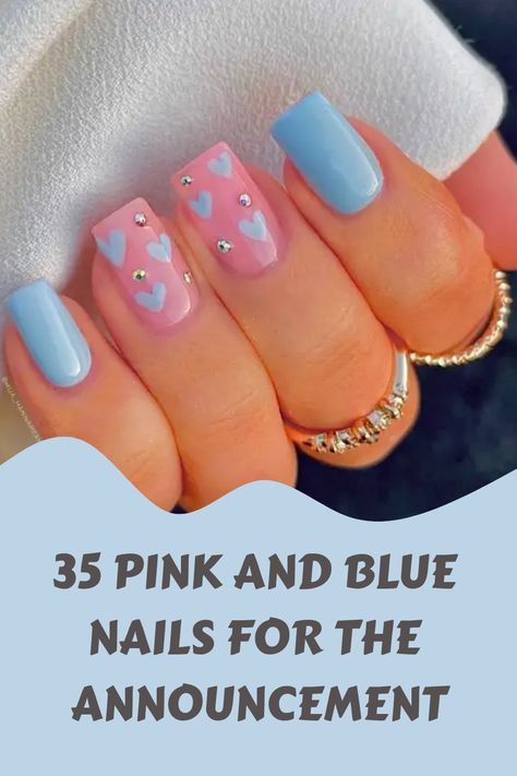 Are you on the hunt for nail designs that will make your gender reveal party even more special? Look no further! We've curated a list of 35 amazing options to help you find the perfect style. From glittery pinks and blues to delicate pastels, there's something here for everyone. Whether you're a minimalist or love bold statement nails, we've got you covered. So go ahead and explore our top picks to add some extra excitement to your big reveal! Gender Reveal Nails Ideas Neutral, Nail Art Pink And Blue, Pink And Blue Disney Nails, Pink With Blue Nails, Gender Reveal Nails Ideas Simple Short, Pastel Color Nail Designs, Gender Reveal Nail Designs, Pink & Blue Nails, Blue Pink Nails Design