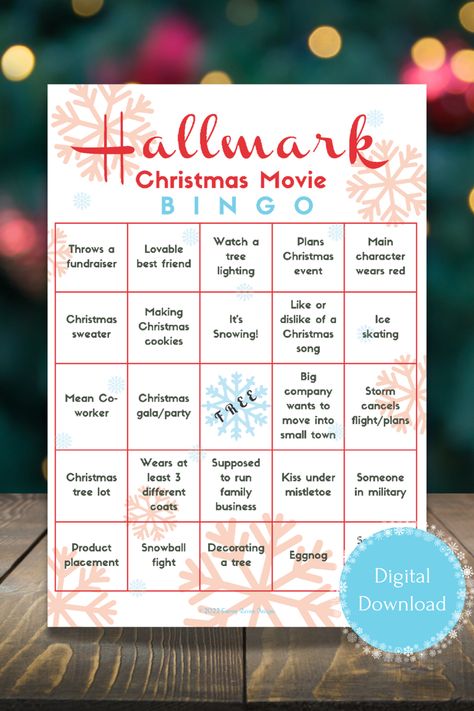 Hallmark Christmas Movie Bingo, Christmas Movie Bingo, Cookie Song, Movie Bingo, Holiday Bingo, Christmas Bingo Game, Christmas To Do List, Bingo Sheets, Christmas Bingo