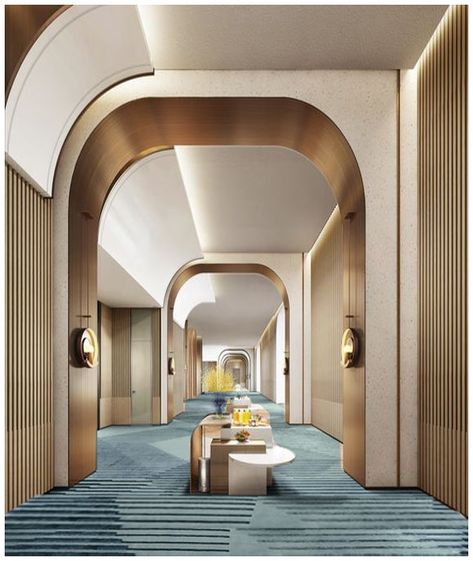 Ballroom Design, Jewelry Store Interior, Hotel Corridor, Corridor Design, Neoclassical Interior, Hall Interior Design, Hall Interior, Lobby Interior, Arched Doors