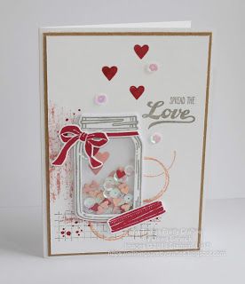 Card With Hearts, Jar Of Love, Stampin Up Valentine Cards, Valentines Day Cards Diy, Valentines Day Cards Handmade, Mason Jar Cards, Jar Of Hearts, Valentine Love Cards, Valentine Cards Handmade