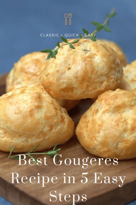 Gougères Recipe in 5 Easy Steps - French Wine Explorers Gougeres Recipe Ina Garten, Cheese Puffs Recipe Appetizers, Spoon Burgers, French Appetizers Easy, Cheese Gougeres, French Cheese Puffs, Gougeres Recipe, French Cooking Recipes, Cheese Puffs Recipe