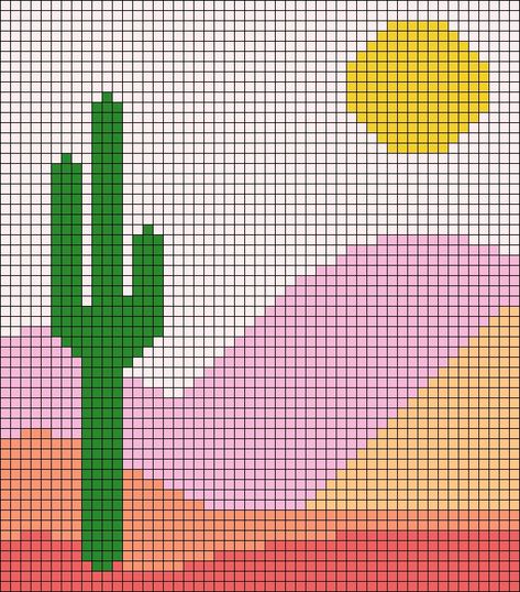 Cactus Desert, Desert Sun, Summer Landscape, Alpha Pattern, Alpha Patterns, Friendship Bracelet Patterns, Bracelet Patterns, Friendship Bracelet, Cactus