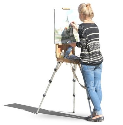 Young female artist painting Female Artists Painting, Render People, People Cutout, Cut Out People, People Png, Photoshop Resources, Architecture People, Female Artist, People Poses